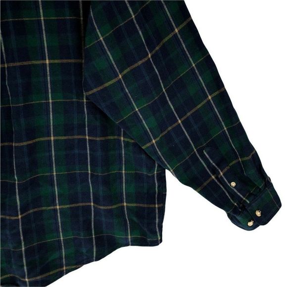Specialty Collection Mens Button Down Extra Large Blue Green Plaid Shirt Flannel - Picture 7 of 12